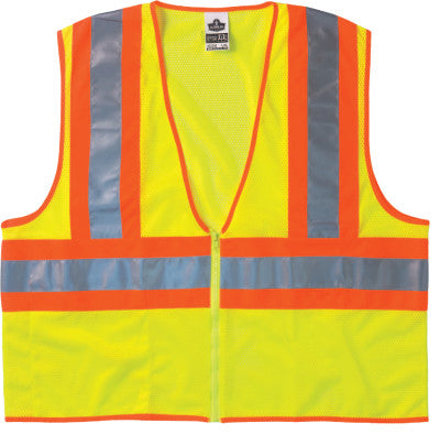 GloWear 8229Z Economy Class 2 Two-Tone Vests, L/XL, Lime