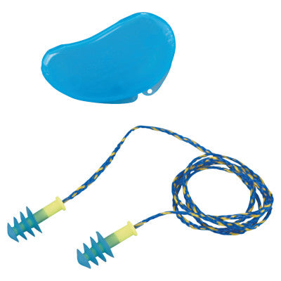 Fusion Multiple-Use Earplugs, Molded, Blue/Yellow, Corded