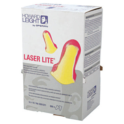 Laser Lite Disposable Earplugs, Foam, Magenta/Yellow, Uncorded, Dispenser Box