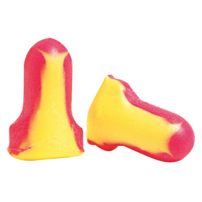 Laser Lite Disposable Earplugs, Foam, Magenta/Yellow, Uncorded, Poly Bag