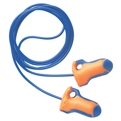 Laser Trak Detectable Earplugs, Foam, Blue/Orange, Corded