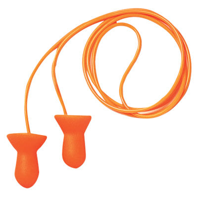 Quiet Reusable Earplugs, Foam, Orange, Corded, Poly Bag