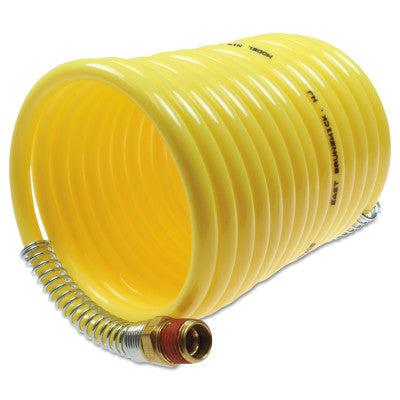 Nylon Self-Storing Air Hoses, 1/2 in I.D., 50 ft, 2 Swivel Fittings