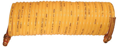 Nylon Self-Storing Air Hoses, 1/4 in I.D., 25 ft, Rigid fittings