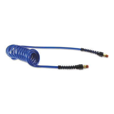 Flexcoil Polyurethane Air Hoses, 3/8 in OD, 1/4 in ID, 10 ft, Strain Relief Ftg.