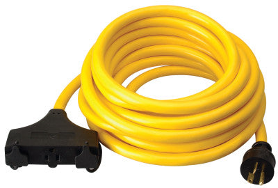 Generator Extension Cord, 25 ft, 3 Outlets, 20 Amp