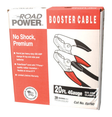 Booster Cables, 4/1 AWG, 16 ft, Black