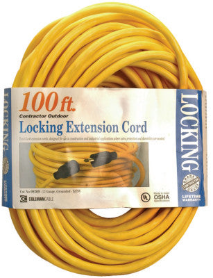 Twist Lock Extension Cord, 100 ft, 1 Outlet