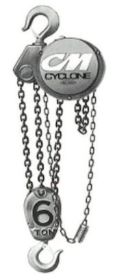 Cyclone Hand Chain Hoist, 6 Tons Capacity, 8 ft Lifting Height, 3 Falls, 90 lbf