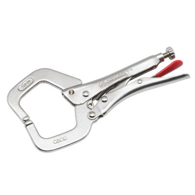 Locking C-Clamp with Regular Tips, Locking Grip, 6 in Long