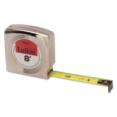 Tape Measures, 1/2 in x 8 ft, Inch, A1, Chrome