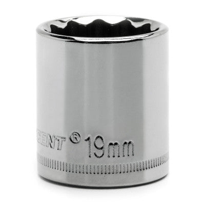 12 Point Standard Metric Sockets, 1/2 in Dr, 19 mm Opening