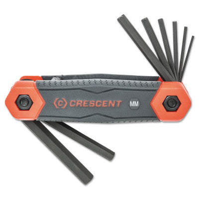 Folding Hex Key Sets, 8 Pc., Hex Tip, Metric