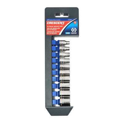 10 Piece 1/4 in Drive 6 Point Deep Socket Sets, 4 mm - 13 mm, Metric