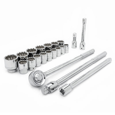 12 Point Standard SAE Mechanics Tool Sets, 3/4 in Dr, 7/8 to 2 in Opening, 21 Pc