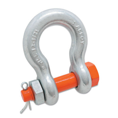 Alloy Anchor Galvanized Shackles, 1 3/8 in Bail Size, 12 Tons, Bolt Shackle