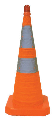 Collapsible Safety Cones, 28 in, Nylon, Orange