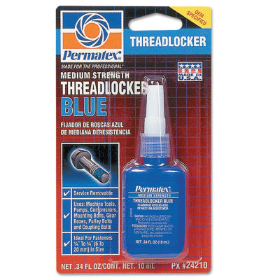 Medium Strength Blue Threadlockers, 10 mL, 3/4 in Thread, Blue