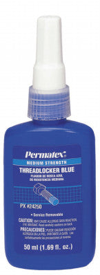 Medium Strength Blue Threadlockers, 50 mL, 3/4 in Thread, Blue