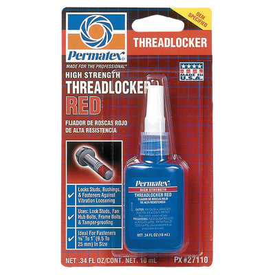 Permatex High Strength Red Threadlocker, 10 mL, 1/4 in - 3/4 in