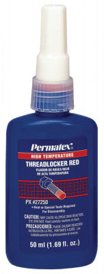 High Temperature Red Threadlockers, 50 mL, 1 1/2 in Thread, Red
