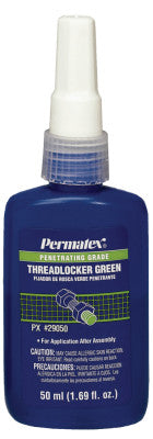 Penetrating Grade Green Threadlockers, 50 mL, 1/2 in Thread, Green