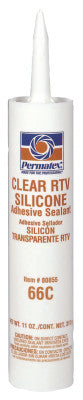 Clear RTV Silicone Adhesive Sealants, 11 oz Cartridge, Clear