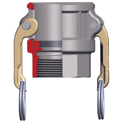 Andrews Type D Cam and Groove Couplers, 1 1/2 in (NPT) Female, Stainless Steel