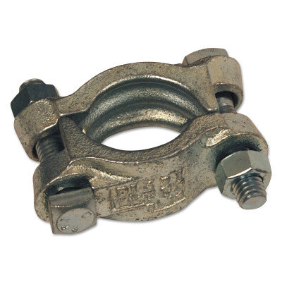 Double Bolt Hose Clamps, 3 1/4"-3 1/2" Hose OD, Malleable Iron, 20/Bx