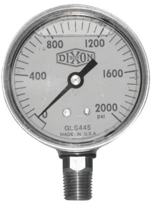 4 in Brass Liquid Filled Gauge, 600 psi, Brass, 1/2 in NPT(M)