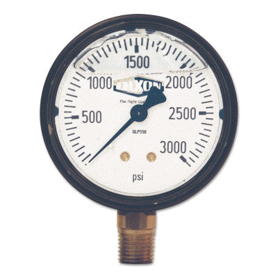 Brass Liquid Filled Gauges, 0 to 200 psi, 1/4 in NPT(M), Bottom Mount