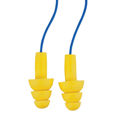 E-A-R Ultrafit Earplugs, Elastomeric Polymer, Yellow, Corded