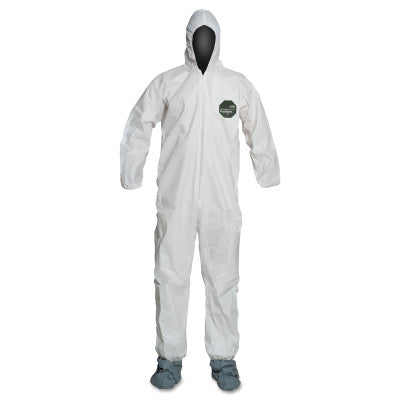 ProShield 50 Coveralls, 2XL, Hood, Skid-Resistant Boots, Zip, Serged