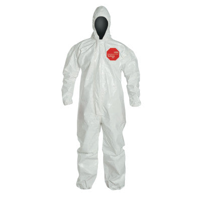 Tychem SL Coveralls with attached Hood, White, 2X-Large, Attached Hood