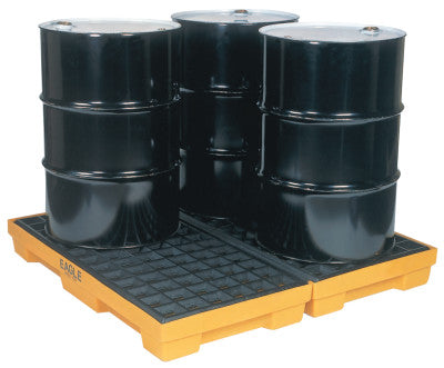 4-Drum Modular Platforms, Yellow, 10,000 lbs, 30 gal/side, 51 1/2 in x 52 1/2 in