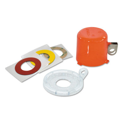 Push Button Lockouts with Standard Covers, 2.5w x 2.5d x 2h, Red