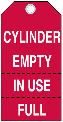 Cylinder Status Tags, 5 3/4 x 3 in, Cylinder Empty, In Use Full