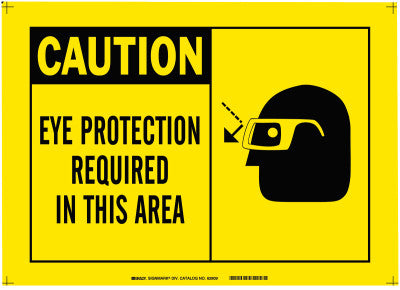 Alert Signs, Caution, Eye Protection Required In This Area, Yellow/Black