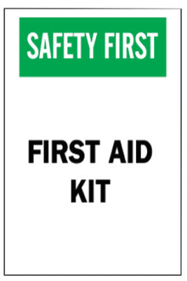 First Aid Signs, Safety First, First Aid Kit, White/Red/Black