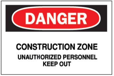 Traffic Signs, Danger, Construction Zone, White/Red/Black