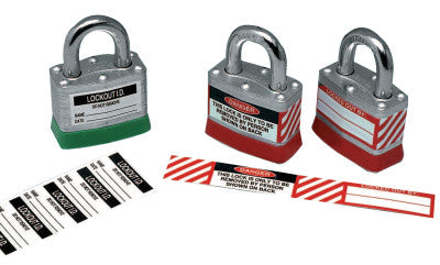 Padlock Lockout Labels, 5/8- 4 1/2 in, Red/Black