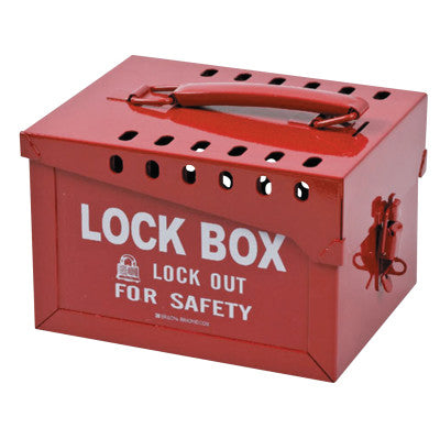 Extra Large Metal Lock Box, 6" H x 7 3/8" W x 9 1/4" D, Holds 12 Locks, Red