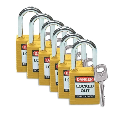 NYLN PADLOCK STEEL 38MMSHA YELLOW