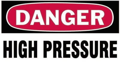 Gas Cylinder Lockout Labels, Danger High Pressure Gas, 5 in W x 3 in L, White/RD