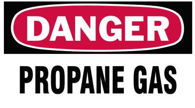 Gas Cylinder Lockout Labels, Danger Propane, 5 in W x 3 in L, White/Red