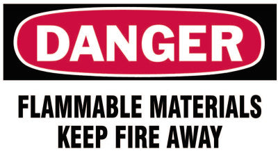 Gas Cylinder Lockout Labels, Danger Flammable Material, 5 in W x 3 in L, WH/RD