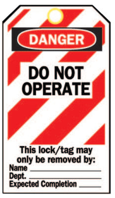 Heavy Duty Lockout Tags, 4.8 x 7 1/2 in, Danger, Do Not Operate