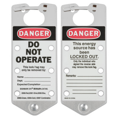 Labeled Lockout Hasps, 3 in W x 7 1/4 in L, Silver