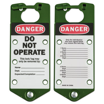 Labeled Lockout Hasps, 3 in W x 7 1/4 in L, Green