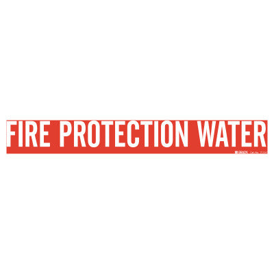 Self-Sticking Vinyl Pipe Markers, FIRE PROTECTION WATER, White on Red, 14 x 14